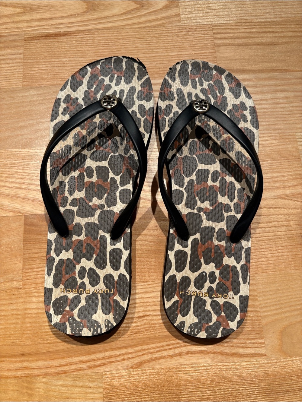 Tory Burch Black-Strap Leopard Print Sandals